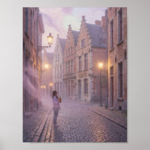 Nebeliger Morgenstraum in Gent Straßenplakat Poster