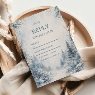 Nebeliger Schneefall entlang Blau RSVP Karte
