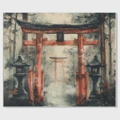 Nebeliger Torii-Pfad Wasserfarbe Geschenkpapier (Flach)