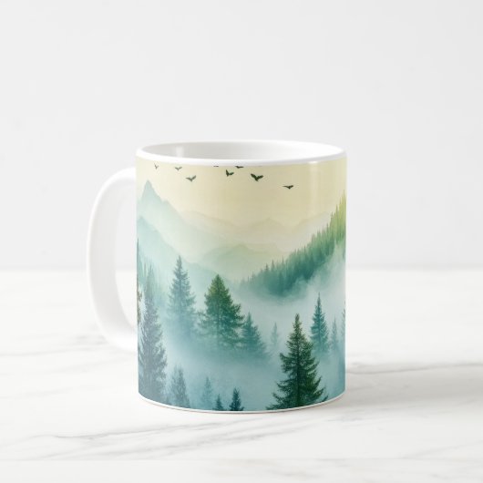 Nebeliger Wald Kaffeetasse (Vorderseite Links)