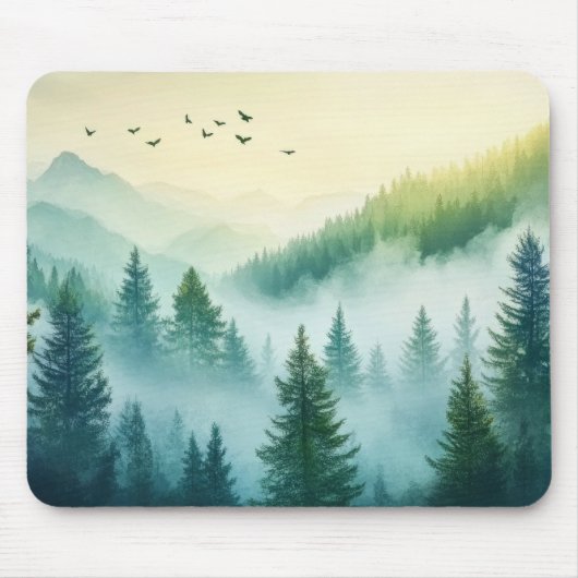 Nebeliger Wald Mousepad (Vorne)