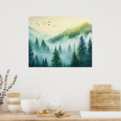Nebeliger Wald Poster (Küche)