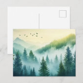 Nebeliger Wald Postkarte (Vorne/Hinten)