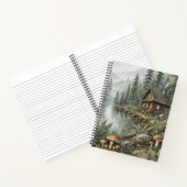 Nebeliger Waldhüttensee Cottage Art Notizblock (Innenseite)