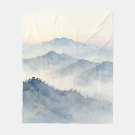 Nebeliger Wasserfarben-Landschaft Gebirge Fleecedecke (Vorderseite)