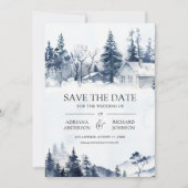 Nebeliger Winterberg-Kiefernwald QR-Code Hochzeit Save The Date (Vorderseite)