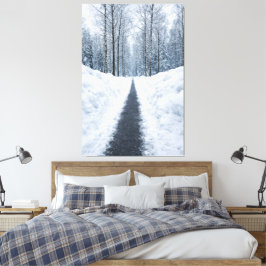Nebeliger Winterwaldweg Canvas Leinwanddruck
