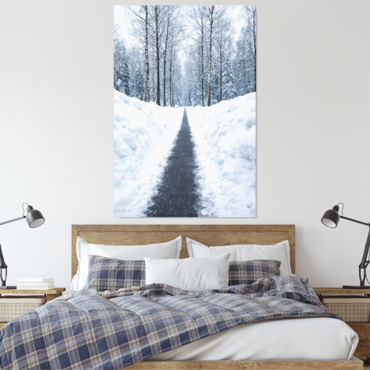 Nebeliger Winterwaldweg Canvas Leinwanddruck (Insitu (Schlafzimmer))