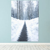 Nebeliger Winterwaldweg Canvas Leinwanddruck (Insitu (Holzboden))