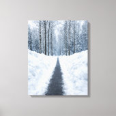 Nebeliger Winterwaldweg Canvas Leinwanddruck (Vorderseite)