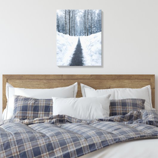 Nebeliger Winterwaldweg Canvas Leinwanddruck (Insitu (Schlafzimmer))