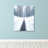 Nebeliger Winterwaldweg Canvas Leinwanddruck (Insitu (Holzboden))