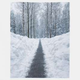 Nebeliger Winterwaldweg Winterlandschaft Fleecedecke