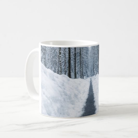 Nebeliger Winterwaldweg Winterlandschaft Kaffeetasse (Vorderseite Links)