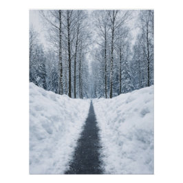 Nebeliger Winterwaldweg Winterlandschaft Poster