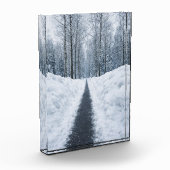 Nebeliger Winterwaldweg Winterlandschaft Poster Fotoblock (Links)