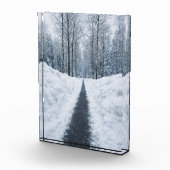 Nebeliger Winterwaldweg Winterlandschaft Poster Fotoblock (Rechts)