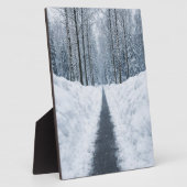 Nebeliger Winterwaldweg Winterlandschaft Poster Fotoplatte (Seite)