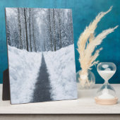 Nebeliger Winterwaldweg Winterlandschaft Poster Fotoplatte (Seite)