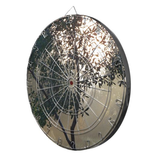 Nebelmorgendlicher Sonnenaufgang Dartscheibe (Vorderseite rechts)