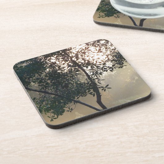 Nebelmorgendlicher Sonnenaufgang Untersetzer (Linke Seite)