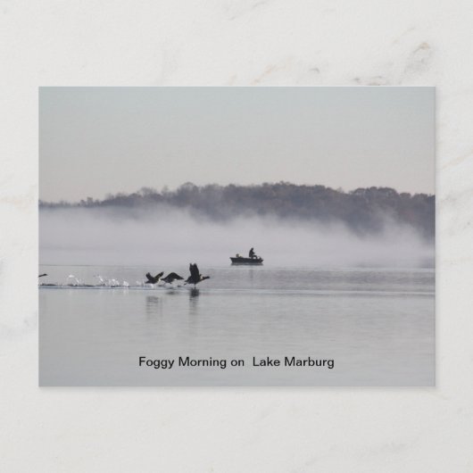 Nebelmorgens am See Postkarte (Vorderseite)