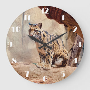 Nebelparder Bild Natur Wildleben exotisch Große Wanduhr