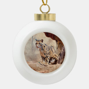 Nebelparder Bild Natur Wildleben exotisch Keramik Kugel-Ornament