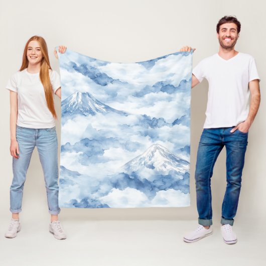 Nebelspitzen – Wasserfarben-Gebirgslandschaft (10) Fleecedecke (Beispiel)