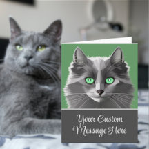 Nebelung Gray Cat Face - jeder Text zur Nachrichte
