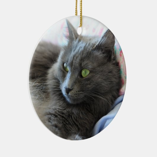 Nebelung Katze Keramik Ornament (Rechts)