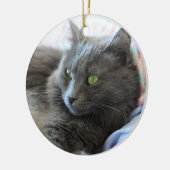 Nebelung Katze Keramik Ornament (Links)