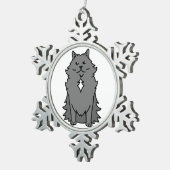 Nebelung Katzen-Cartoon Schneeflocken Zinn-Ornament (Rechts)