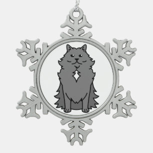 Nebelung Katzen-Cartoon Schneeflocken Zinn-Ornament