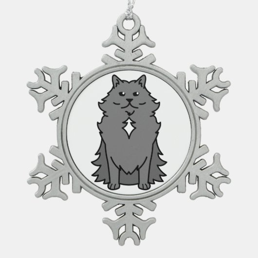 Nebelung Katzen-Cartoon Schneeflocken Zinn-Ornament (Vorderseite)