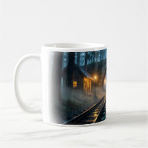 Nebelwald-Eisenbahn-Laternen-Passage-Tasse