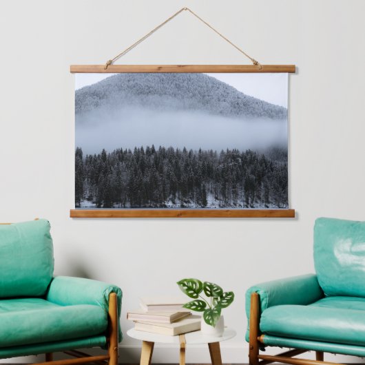 Nebelwald Wandteppich Mit Holzrahmen (Wohnzimmer)