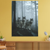 Nebelwald-Wolfpack Leinwanddruck (Insitu (Wohnzimmer))