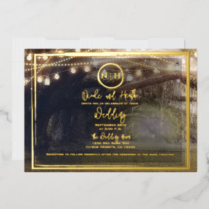 Nebelwaldlichter Elegante Moderne Hochzeit Gold   Folieneinladung