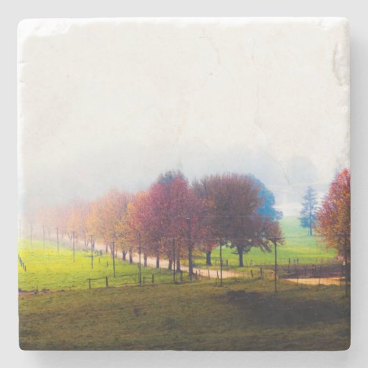 Nebelwiese im Herbst Steinuntersetzer (Vorderseite)