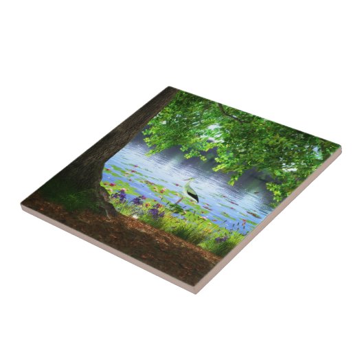 Neben dem stillen Wasser dekorative Tile / Trivet Fliese (Seite)