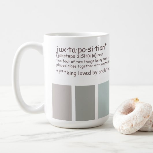 Nebeneinanderstellungsdefinition Kaffeetasse (Mit Donut)