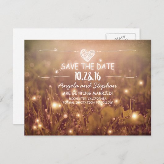 nebensächliche Nachtleuchten Save the Date Postkar Ankündigungspostkarte (Vorne/Hinten)