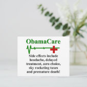 Nebenwirkungen von ObamaCare Postkarte (Stehend Vorderseite)