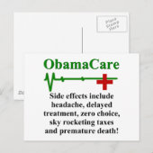 Nebenwirkungen von ObamaCare Postkarte (Vorne/Hinten)