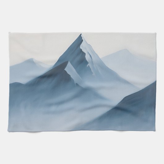 Neblige blaue Berggipfel Geschirrtuch (Horizontal)