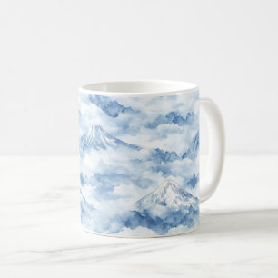 Neblige Gipfel – Wasserfarben-Gebirgslandschaft (1 Kaffeetasse