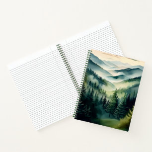 Neblige Morgen-Bergkiefern Notizblock