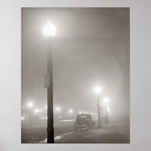 Neblige Nacht, 1941. Vintage-Foto Poster