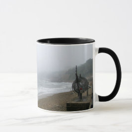 Nebliger Strand von Scarborough Tasse